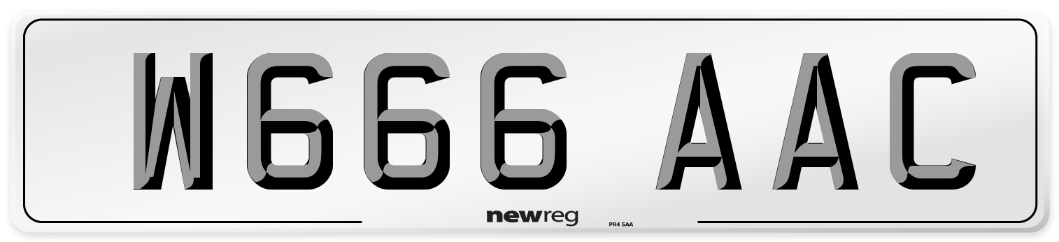 W666 AAC Number Plate from New Reg